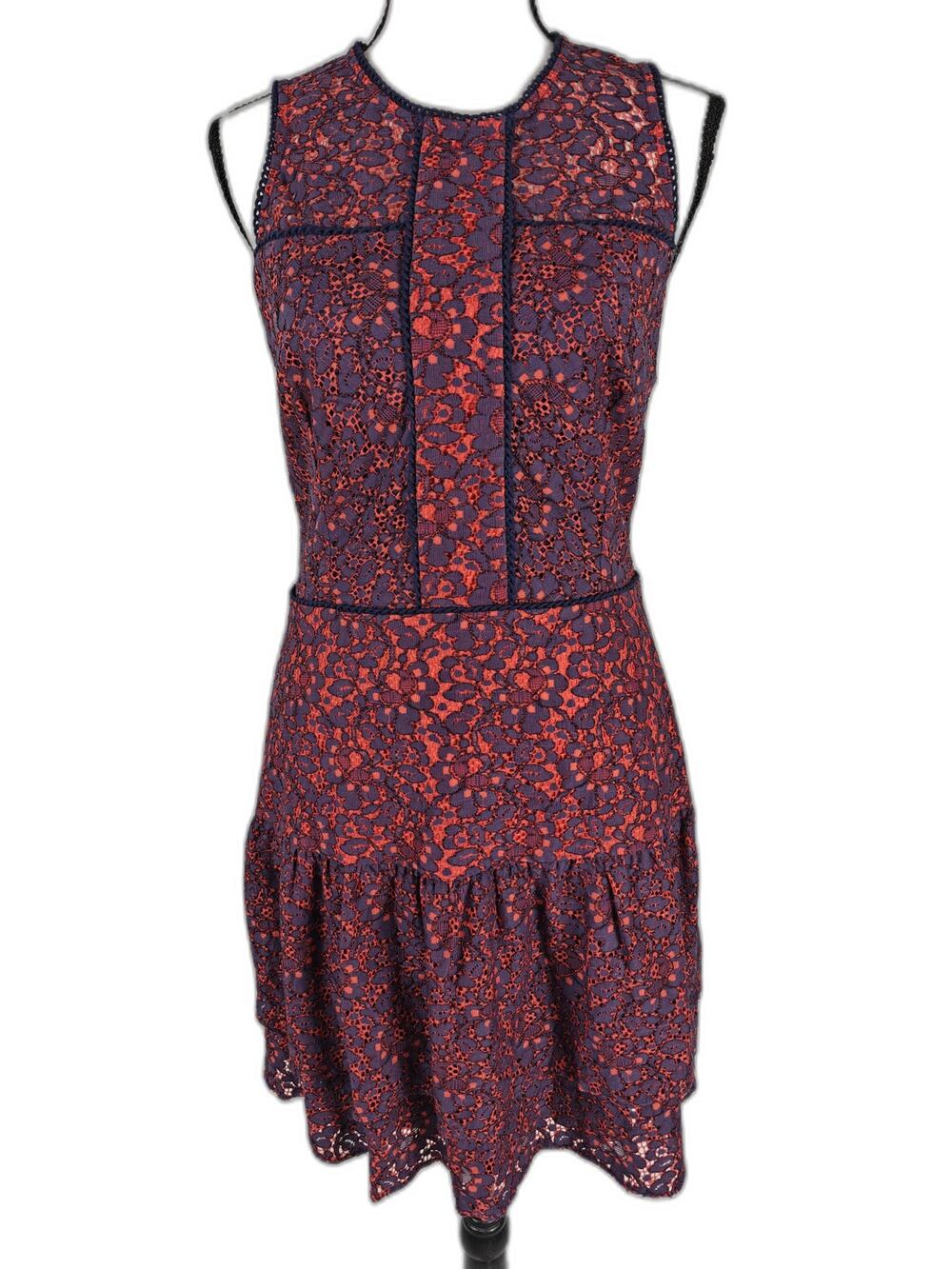 Womens Parker Nerissa Lace Dress Red Navy Size S